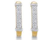 10K Yellow and White Two Tone Gold Micro Pave Set Round Diamond Hoop Earrings .15 cttw G H Color SI2 Clarity