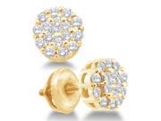 14K Yellow Gold Channel Invisible Set Round Diamond Flower Stud Earrings with Screw Back Closure 1 2 cttw G H Color SI2 Clarity
