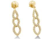 14K Yellow Gold Micro Pave Set Round Diamond Pear Shape Dangle Earrings with Screw Back Closure 2 5 cttw G H Color SI2 Clarity