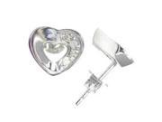 Sterling Silver Diamond Heart Earrings 1 8 CT