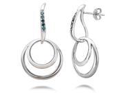 Sterling Silver Blue Diamond Dangle Earrings 1 7 CT