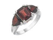 Sterling Silver Garnet 3 Stone Ring 3.50 CT In Size 9