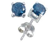 1 5 CT Blue Diamond Stud Earrings Sterling Silver