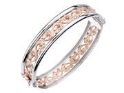 Rose Gold And Sterling Sterling Silver Diamond Bangle 1 5 CT Swirl Style