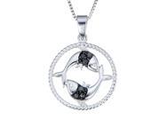 Silver 1 8 CT Black Diamond Zodiac Pendant With 18 Inch Chain Pisces