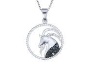Sterling Silver 1 8 CT Black Diamond Zodiac Pendant Capricorn