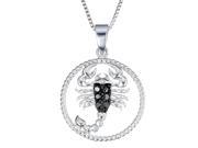 Silver 1 8 CT Black Diamond Zodiac Pendant With 18 Inch Chain Scorpio