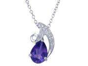 Sterling Silver Amethyst Pendant 1.10 CT With 18 Inch Chain