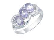 Sterling Silver Purple Amethyst 3 Stone Ring 0.90 CT In Size 5