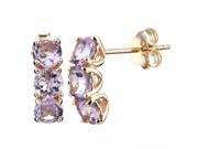 Yellow Gold Plated Silver 3 Stone Amethyst Earrings 1.75 CT