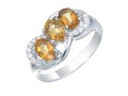 Sterling Silver Citrine 3 Stone Ring 1 CT In Size 6
