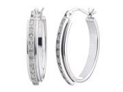 Sterling Silver Diamond Hoop Earrings 1 10 CT