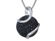 Sterling Silver Black Diamond Pendant 0.80 CT With 18 Inch Chain