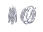 Sterling Silver Diamond Hoop Earrings 1 10 CT