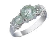 Sterling Silver Green Amethyst 3 Stone Ring 1.70 CT In Size 7