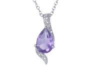 Sterling Silver Amethyst Pendant 1.10 CT With 18 Inch Chain
