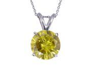 1.50 CT Yellow Diamond Solitaire Pendant 14K White Gold With Chain