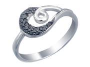 Sterling Silver Black Diamond Ring 1 5 CT In Size 7