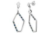 Sterling Silver Blue Diamond Dangle Earrings 1 5 CT