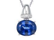 Silver Created Blue Sapphire Pendant 3.70 CT With 18 Inch Chain