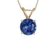 14K Yellow Gold Blue Sapphire Pendant 1 CT With 18 Inch Chain