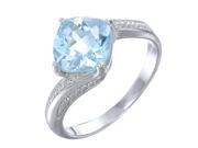 Sterling Silver Blue Topaz Ring 2.50 CT In Size 7