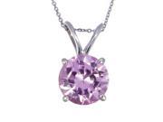 14K White Gold Pink Sapphire Pendant 1 CT With 18 Inch Chain