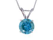 1.50 CT Blue Diamond Solitaire Pendant 14K White Gold With Chain