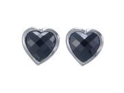 Sterling Silver Black Onyx Heart Earrings 6 MM
