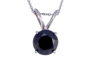 14K White Gold Black Diamond Solitaire Pendant 1.50 CT