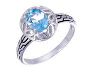 Sterling Silver Swiss Blue Topaz Ring 1.10 CT In Size 6