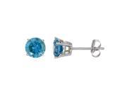 0.30 CT Blue Diamond Stud Earrings 14k White Gold