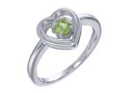 Sterling Silver Peridot Heart Ring 1 4 CT In Size 8