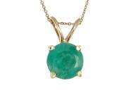 14K Yellow Gold Emerald Pendant 1 CT With 18 Inch Chain