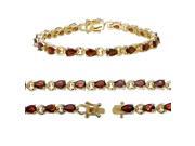 Yellow Gold Plated Sterling Silver Garnet Bracelet 6 CT
