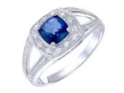 Sterling Silver Created Blue Sapphire Ring 1 CT In Size 7
