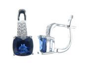 Sterling Silver Created Blue Sapphire Earrings 1.70 CT