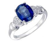 Sterling Silver Created Blue Sapphire Ring 1.75 CT In Size 7