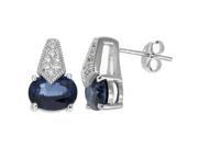 Sterling Silver Created Blue Sapphire Earrings 2.40 CT
