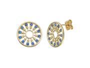 Rhodium Plated Blue Sapphire Earrings 1 5 CT