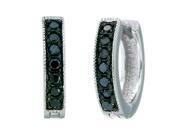 Sterling Silver Black Diamond Hoop Earrings 1 4 CT