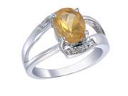 Sterling Silver Citrine Diamond Ring 1.60 CT In Size 9