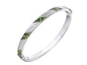 Sterling Silver Green and Black Enamel Bangle