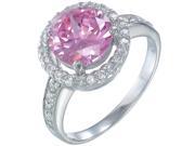 Sterling Silver Pink and White CZ Ring In Size 8