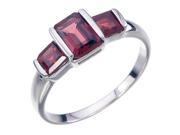 Sterling Silver Garnet 3 Stone Ring 1.40 CT In Size 6