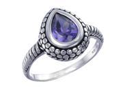 Sterling Silver Purple Ring Antique Look 6x8 MM In Size 9