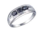 Silver Men s Black Diamond Engagement Ring 1.30 CT Size 9