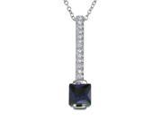 Sterling Silver Purple CZ Stick Pendant With 18 Inch Chain