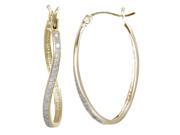 Yellow Gold Plated Sterling Silver Diamond Hoop Earrings 1 4 CT