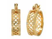 Yellow Gold Plated Diamond Hoop Earrings 1 20 CT Checkerboard